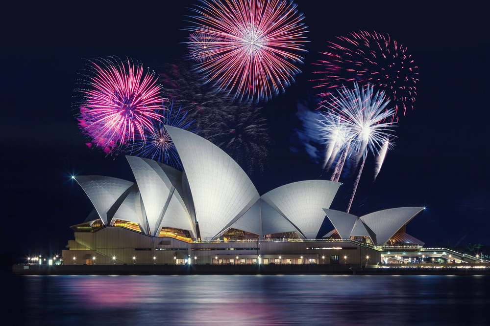 NYE Fireworks display over the Sydney Opera House