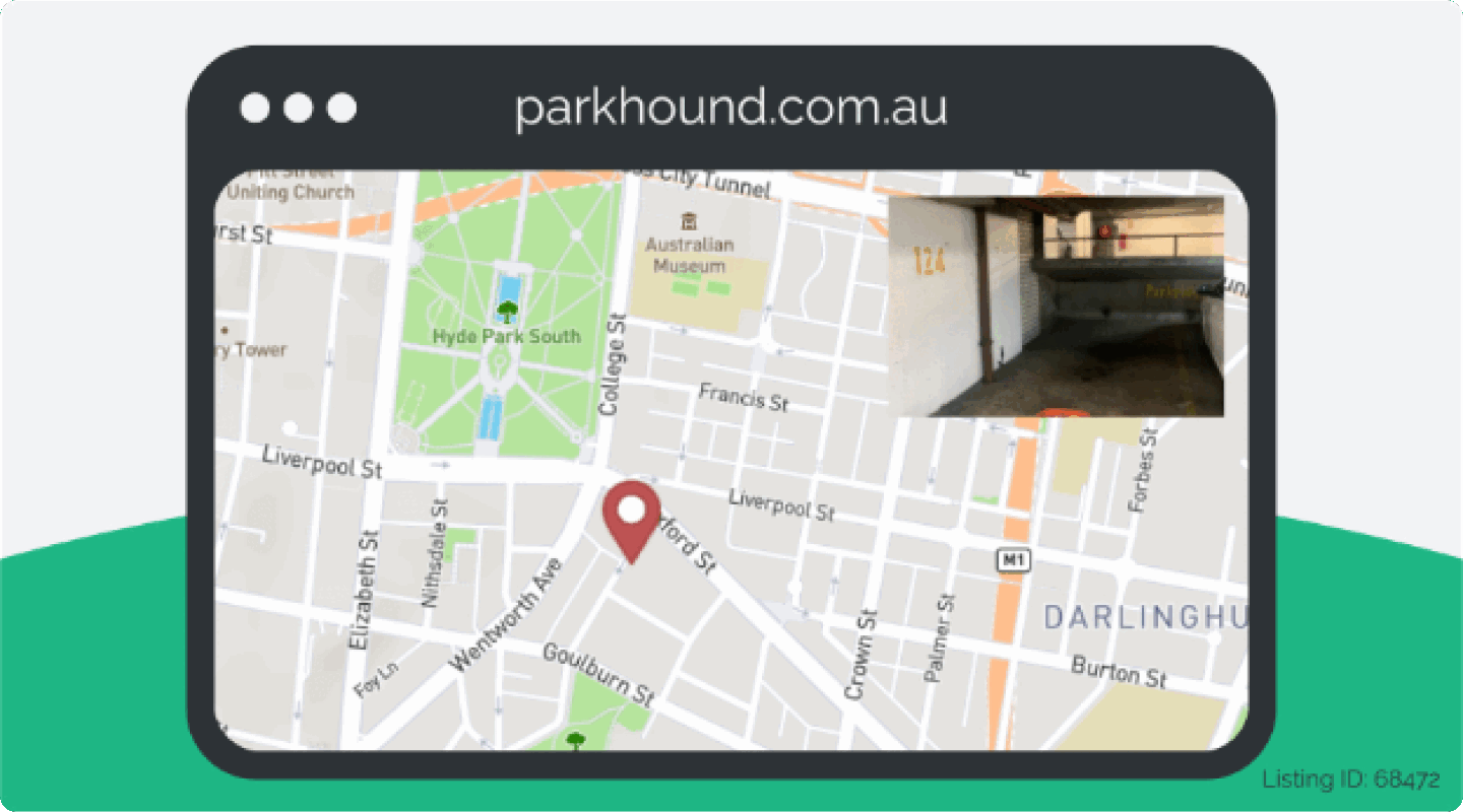 Map image of a monthly parking space at Oxford St, Darlinghurst