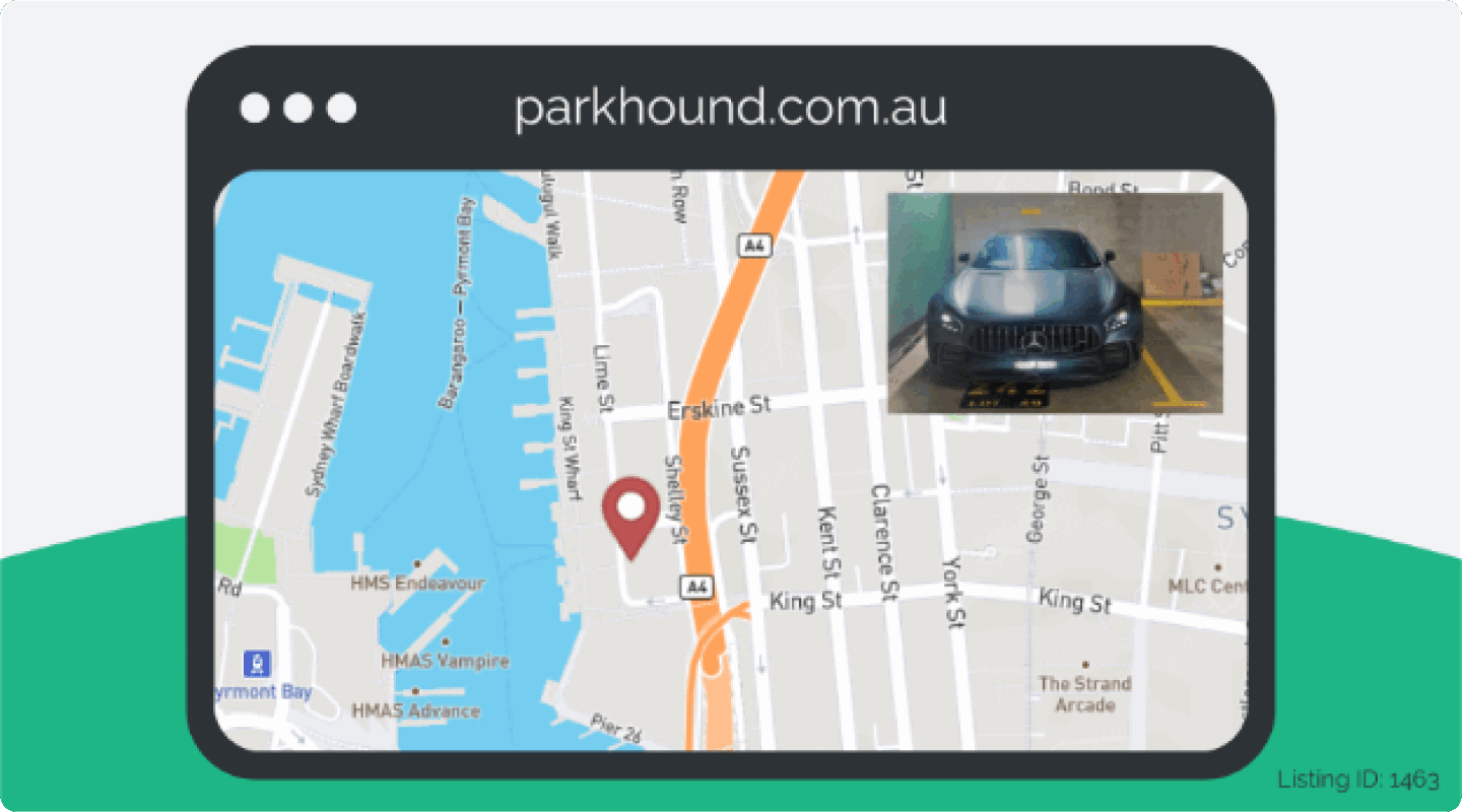 Map image of a monthly parking space at Shelley Street, Sydney