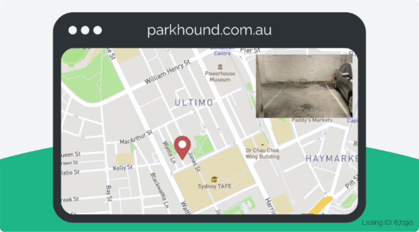 Map image of a monthly parking space at Jones Street, Ultimo