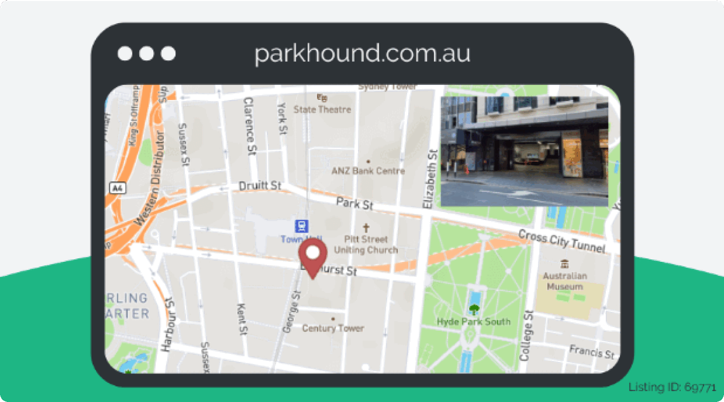 Map image of a monthly parking space at Bathurst St, Sydney