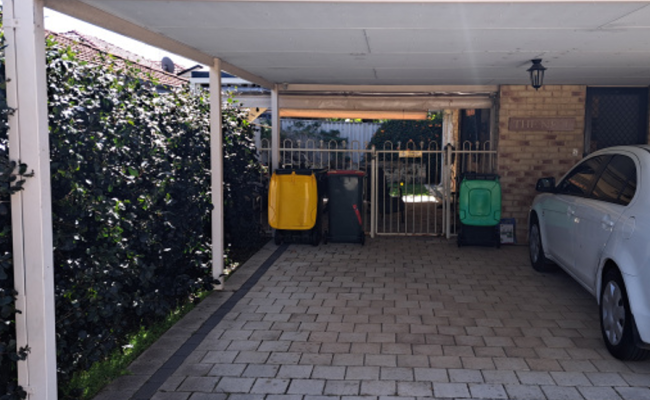 Secure carport by Mineral Resources Park. Within 200m of Vic Park train station, 2 stops from Optus.