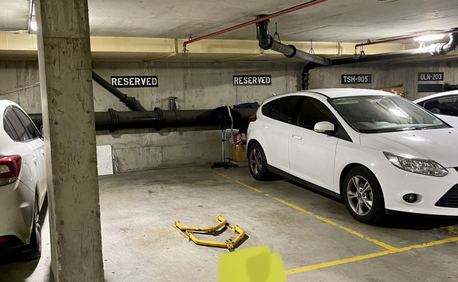 Prime  location. Secure indoor parking lot. 8 minute walk to Townhall station. Preferably long term
