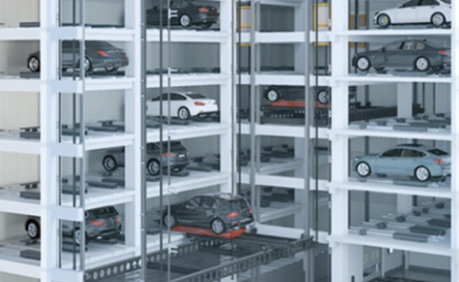 Stacker parking in residential building