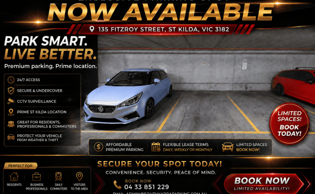 Indoor lot parking on Fitzroy Street in St Kilda Victoria Indoor lot parking on Fitzroy Street in St Kilda Victoria