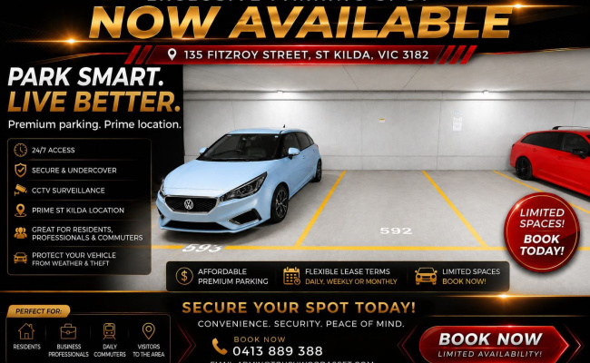 Indoor lot parking on Fitzroy Street in St Kilda Victoria Indoor lot parking on Fitzroy Street in St Kilda Victoria