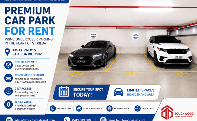 Indoor lot parking on Fitzroy Street in St Kilda Victoria
