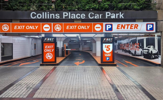 Indoor lot parking on Flinders Lane in Melbourne Central Business District Victoria