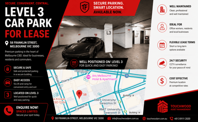 Indoor lot parking on Franklin Street in Melbourne Victoria Indoor lot parking on Franklin Street in Melbourne Victoria