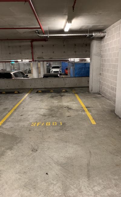 Secure undercover car space next to the lifts in the Sirius Building