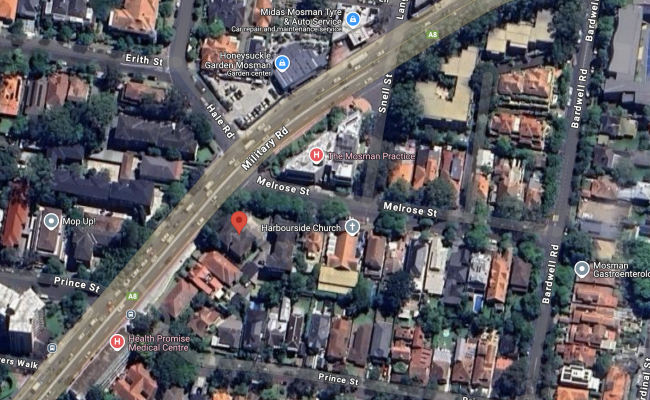 Covered space opposite Mosman Clinic and Harbourside Church
