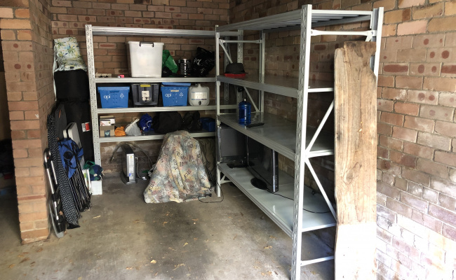 15sqm Large Secure Lock Up Garage / Storage with Shelving Ground Level Car or Truck Access