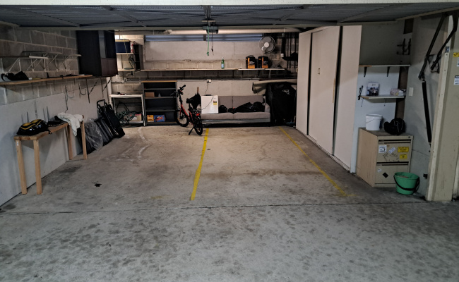double garage 11 sq m with a separate 2.5 sq m storage space. common security door also