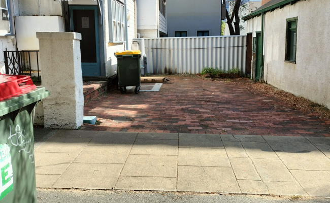 Driveway parking on Outram Street in West Perth Western Australia Driveway parking on Outram Street in West Perth Western Australia