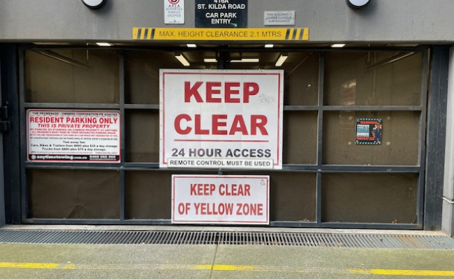 Secure indoor carpark with 24/7 remote control access at St Kilda Rd / Toorak Rd office precinct