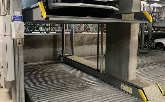 Car Stacker parking on Stanley Street in Collingwood Victoria Car Stacker parking on Stanley Street in Collingwood Victoria
