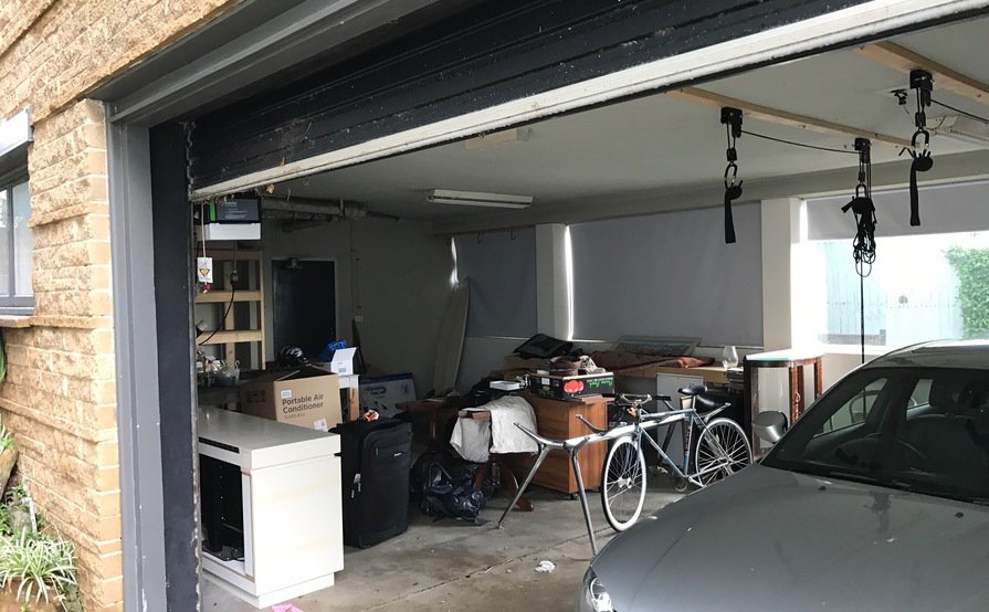 Large remote garage with parking space and heaps of stoage
