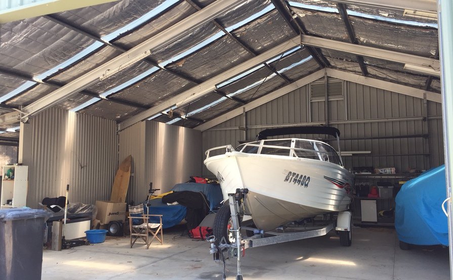 Boat or car storage in covered shed